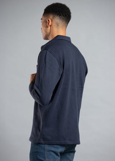 Tokyo Laundry Navy Cotton Blend Brush-Back Fleece Long Sleeve Shirt