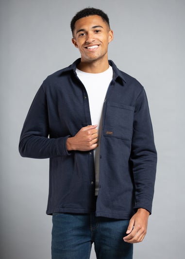 Tokyo Laundry Navy Cotton Blend Brush-Back Fleece Long Sleeve Shirt