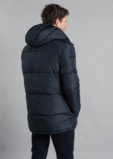 French Connection Navy Hooded Padded Parka Longline Jacket