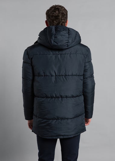 French Connection Navy Hooded Padded Parka Longline Jacket