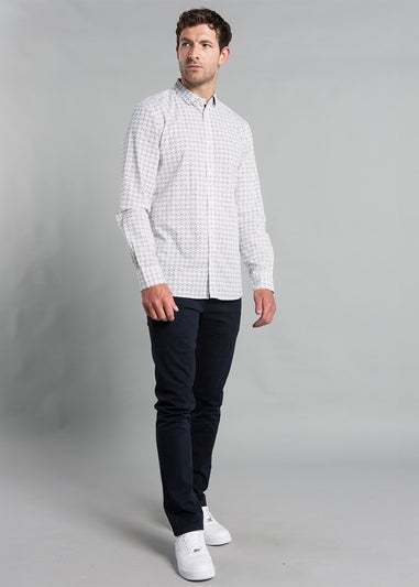 French Connection White Cotton Long Sleeve Floral Shirt