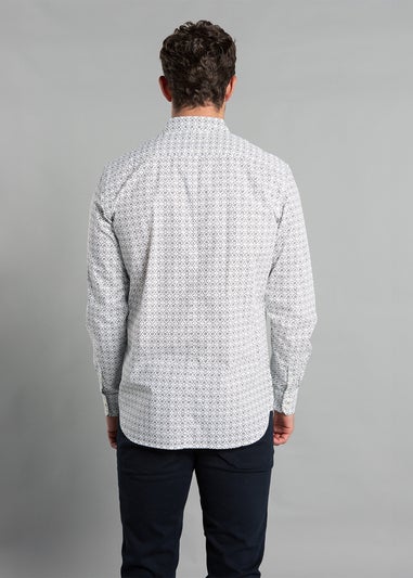 French Connection White Cotton Long Sleeve Floral Shirt