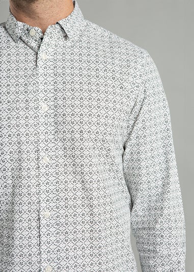 French Connection White Cotton Long Sleeve Floral Shirt