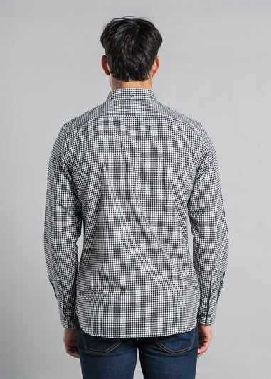 French Connection Charcoal Cotton Long Sleeve Gingham Shirt