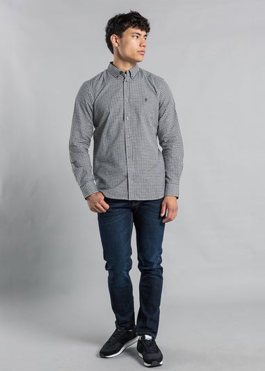 French Connection Charcoal Cotton Long Sleeve Gingham Shirt