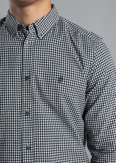 French Connection Charcoal Cotton Long Sleeve Gingham Shirt