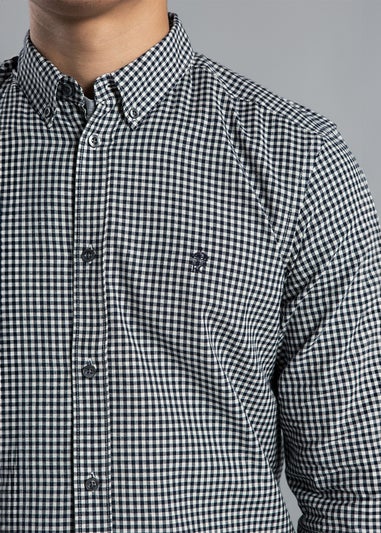 French Connection Navy Cotton Long Sleeve Gingham Shirt