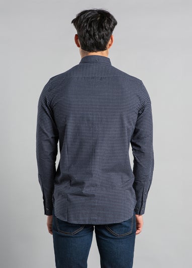 French Connection Navy Cotton Long Sleeve Gingham Shirt