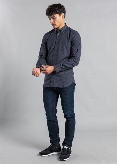 French Connection Navy Cotton Long Sleeve Gingham Shirt