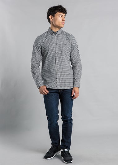 French Connection Navy Cotton Long Sleeve Gingham Shirt