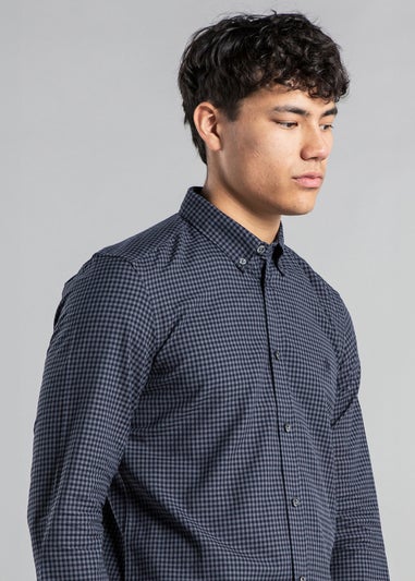 French Connection Navy Cotton Long Sleeve Gingham Shirt