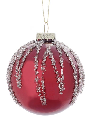 Charles Bentley Pack of 12 Traditional Style Glass Baubles (Diameter 8cm)