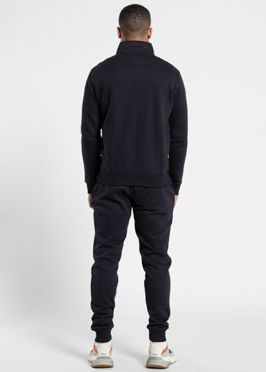 French Connection Navy Cotton Blend Zip Jumper & Jogger Tracksuit Co-Ord