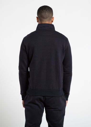 French Connection Navy Cotton Blend Zip Jumper & Jogger Tracksuit Co-Ord