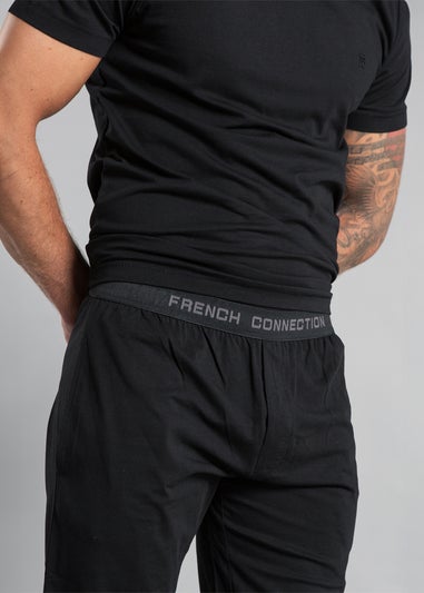 French Connection Black Cotton Blend T-Shirt & Jogger Set