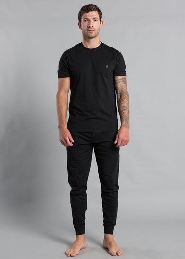 French Connection Black Cotton Blend T-Shirt & Jogger Set