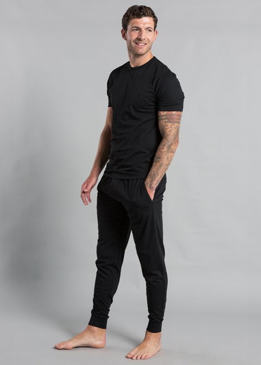 French Connection Black Cotton Blend T-Shirt & Jogger Set