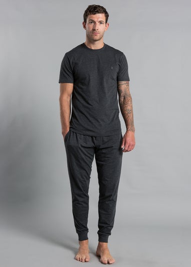 French Connection Charcoal Cotton Blend T-Shirt & Jogger Set