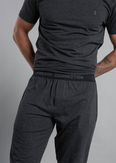 French Connection Charcoal Cotton Blend T-Shirt & Jogger Set