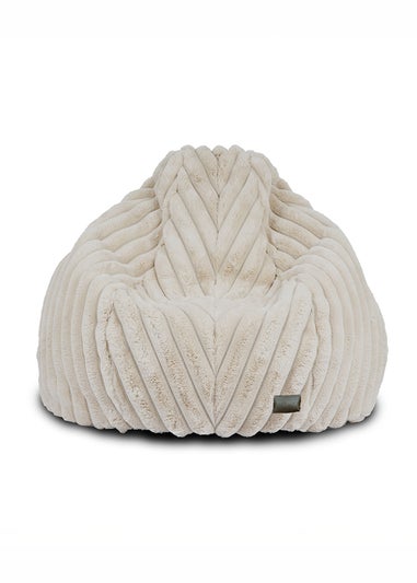 rucomfy Ribbed Faux Fur Slouchbag Cream Beanbag