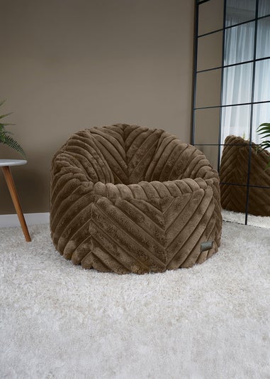 rucomfy Ribbed Faux Fur Zen Chair Chocolate Beanbag