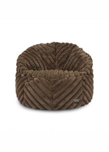 rucomfy Ribbed Faux Fur Zen Chair Chocolate Beanbag