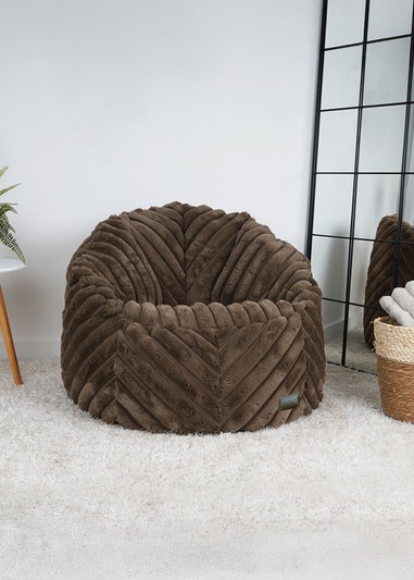 rucomfy Ribbed Faux Fur Zen Chair Chocolate Beanbag