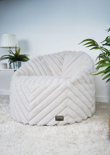 rucomfy Ribbed Faux Fur Zen Chair Ivory Beanbag