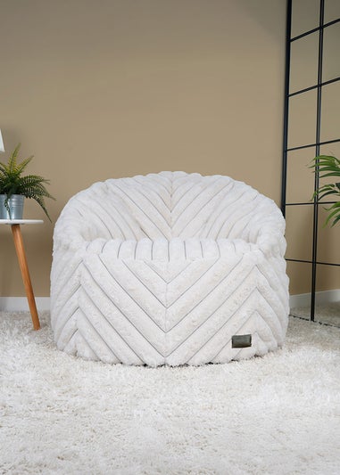 rucomfy Ribbed Faux Fur Zen Chair Ivory Beanbag