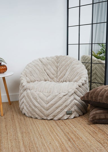 rucomfy Ribbed Faux Fur Zen Chair Cream Beanbag