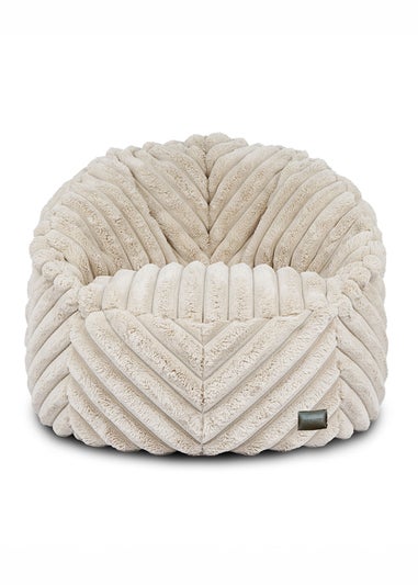 rucomfy Ribbed Faux Fur Zen Chair Cream Beanbag