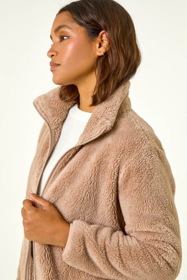 Roman Taupe Soft Sherpa Fleece Jacket