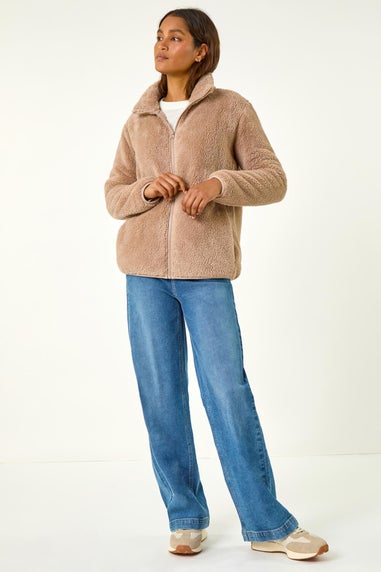 Roman Taupe Soft Sherpa Fleece Jacket