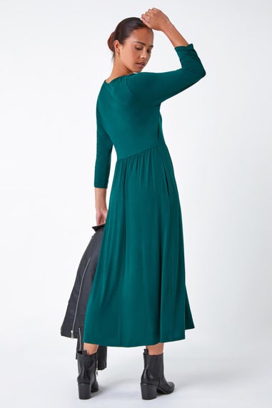 Roman Forest Green Petite Stretch Jersey Midi Dress