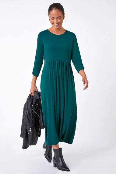 Roman Forest Green Petite Stretch Jersey Midi Dress