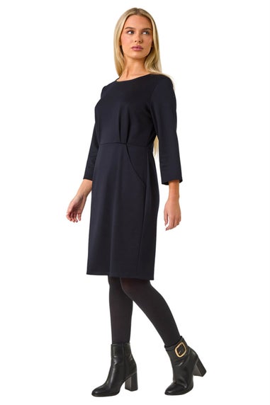 Roman Navy Petite Pocket Stretch Dress