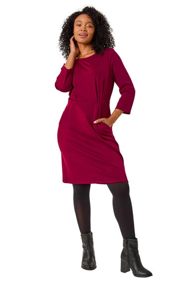 Roman Fuchsia Petite Pocket Stretch Dress