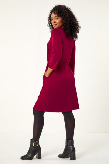 Roman Fuchsia Petite Pocket Stretch Dress