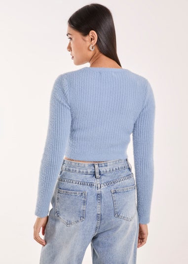 Blue Vanilla Blue Cropped Knit Rib Top