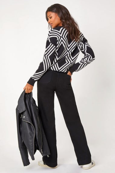 Roman Black Diamond Crew Neck Knit Jumper