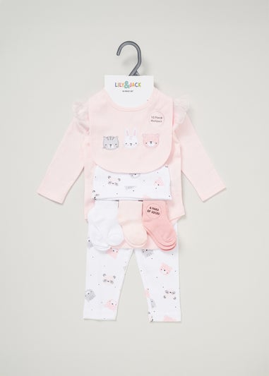 Lily and Jack Soft Pink 10-Piece Bodysuit Baby Gift Set (0-6 months)