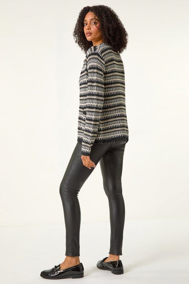 Roman Black Linear Textured Cardigan