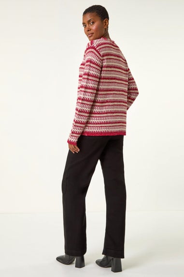 Roman Red Linear Textured Cardigan