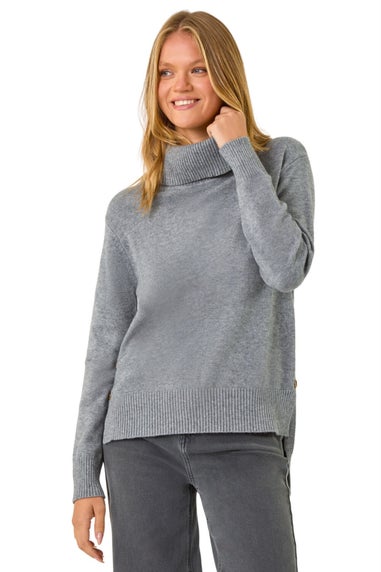 Roman Grey Soft Roll Neck Knit Jumper