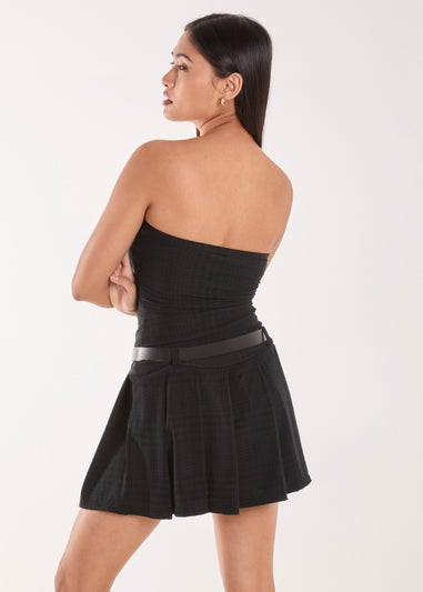 Pink Vanilla Black Dogtooth Belt Pleat Dress