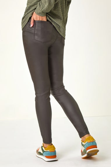Roman Chocolate Coated Faux Leather Jeggings