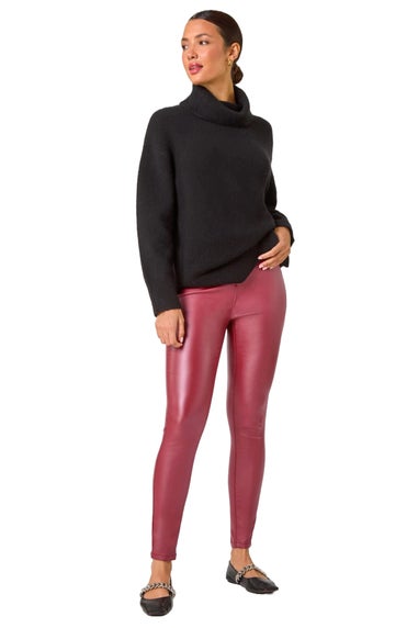 Roman Burgundy Coated Faux Leather Jeggings