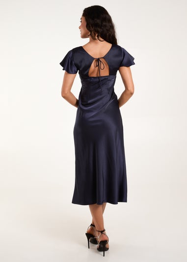 Blue Vanilla Navy Luxe Angel Sleeve Midi Dress