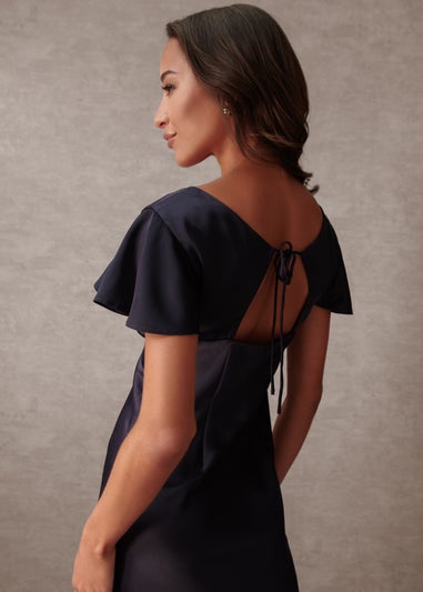 Blue Vanilla Navy Luxe Angel Sleeve Midi Dress