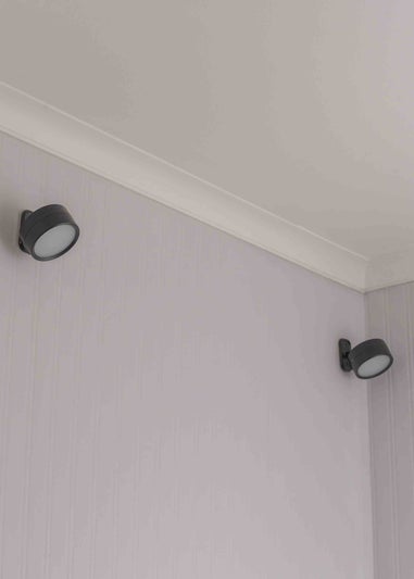 ValueLights Pair of Matte Black Wall Light Integrated LED (7.5cm x 7.5cm x 4.5cm)